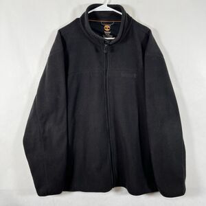 Timberland Full Zip Fleece Jacket Mens Size 3XL Black Embroidered Logo Mock Neck